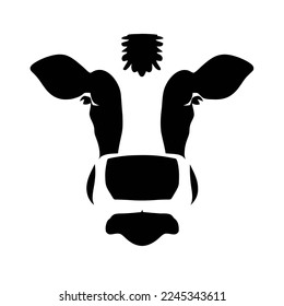 Icono plano de vaca. Ilustración vectorial. Diseño de logotipo plano. La cara de una vaca con una nariz grande y negra y una nariz corta y negra, con fondo blanco