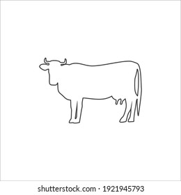 Cow flat line icon. Vector flat illustration