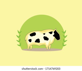 cow flat vector illustration artwork for dairy farm company, beef meat company,agricultural usage