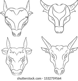 Cow with flower on background for happy new year 2020.Cow and sakura,marigold flower tattoo.Vector of a cow design on background. Indian cow decorated with colorful fabrics and flower.