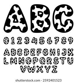 Cow Font, Number and Alphabet Vector Set