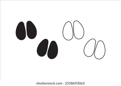 Cow footprints, footprints icons in different styles, cute animal paths