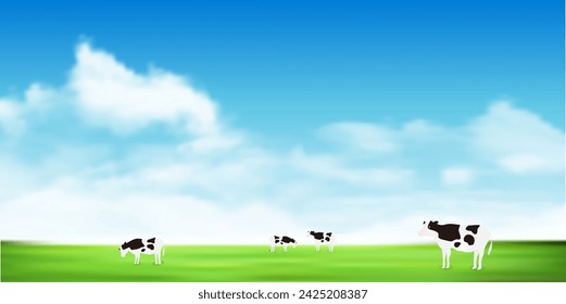 cow fresh green sky background