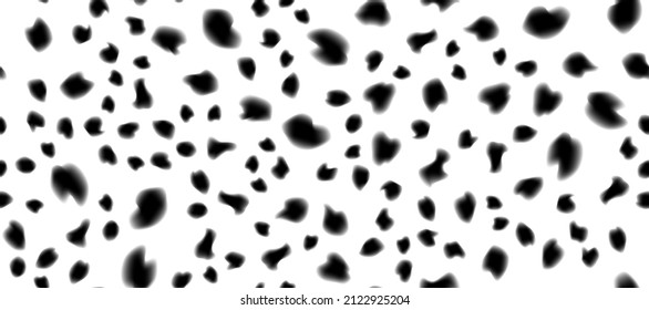Cow Fur Abstract Simple Seamless Pattern. Animal Camouflage Skin Endless Texture. Organic Irregular Dotty Backdrop. Cheetah, Dalmatian Or Jaguar Black And White Coat Texture. Fabric Surface Design