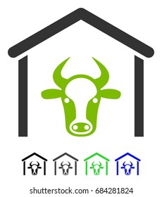 Cow Garage flat vector pictogram. Cow Garage icon with gray, black, blue, green color versions.