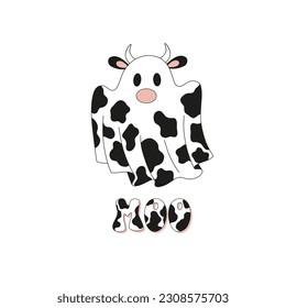 Cow ghost vector illustration isolated on white.