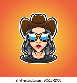 COW GIRL HEAD SPORT LOGO