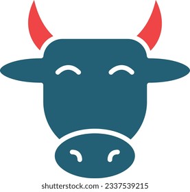 Cow Glyph Two Color Icon For Personal And Commercial Use.
