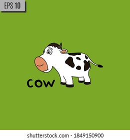 The cow goes moo. Vector illustration of a mooing cow in simple children's style.