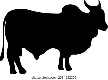 Cow graphic icon. Cow black silhouette isolated on white background. Vector illustration