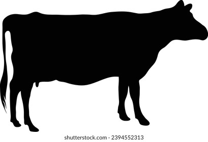 Cow graphic icon. Cow black silhouette isolated on white background. Vector illustration