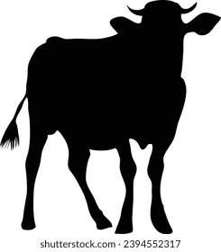 Cow graphic icon. Cow black silhouette isolated on white background. Vector illustration