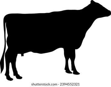 Cow graphic icon. Cow black silhouette isolated on white background. Vector illustration