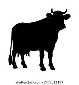 Cow graphic icon. Cow black silhouette isolated on white background. Vector illustration
