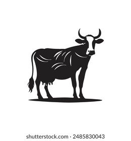 Cow graphic icon. Cow black silhouette isolated on white background. Vector illustration