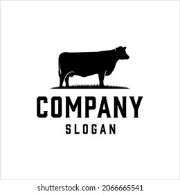 Cow and grass logo with classic style design