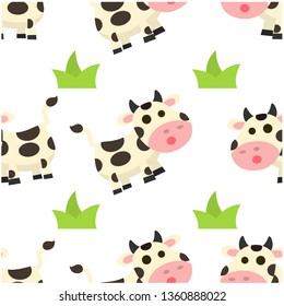 cow with grass seamless pattern background,seamless pattern cow suitable for postcard or wrapping paper.background for kids