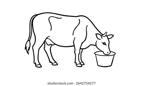 Contorno do vetor da ilustração do pasto de vaca.
