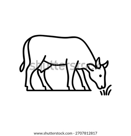 cow grazing vector line icon on a white background
Vector line icon on a white background