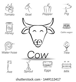 cow hand draw icon. Element of farming illustration icons. Signs and symbols can be used for web, logo, mobile app, UI, UX