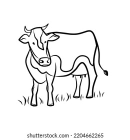 Cow hand draw vector illustration