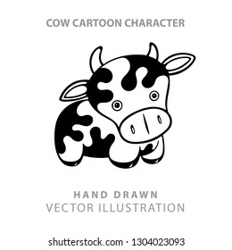 Cow. Hand drawing cow vector illustration.
Cute and funny cow icon.