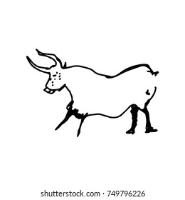 cow hand drawn doodle sketch with black lines vector illustration isolated on white background
