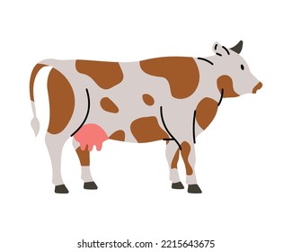 Cow hand drawn silhouette. Bull symbol. Beef silhouette. Farm animal isolated on white background.