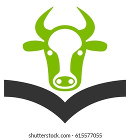 Cow Handbook vector icon. Flat bicolor eco green and gray symbol. Pictogram is isolated on a white background. Designed for web and software interfaces.