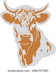 Cow happy vector type sticker