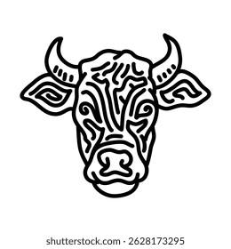 Cow head abstract doodle for sticker, postcard, wallpaper, mural, fabric, prints, etc