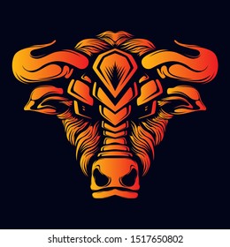 cow head artwork illustration glow color