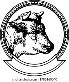 Cow head balnk label, badge and desig element