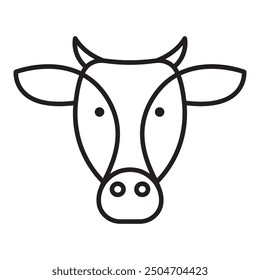 cow head black outline vector design icon logo concept