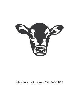 Cow head black silhouette vector on a white background