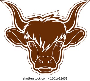 Cow head bull silhouette emblem logo label. Happy New Year symbol 2021. Bull, Ox, Cow, Taurus Zodiac Lunar Horoscope calendar and horoscope sign. Vector illustration isolated on white background