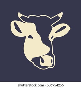 Cow head. Butcher shop sign. Premium beef label icon - vector