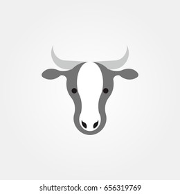 Cow Head. Design of Farm and Agriculture Vector Illustration. 