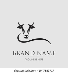 Cow head design vector on gray background. farm Animal 