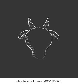 Cow head. Drawn in chalk icon.
