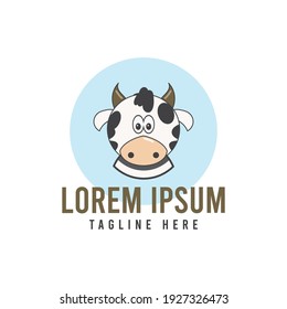 Cow head emblem logo label. Vector illustration.