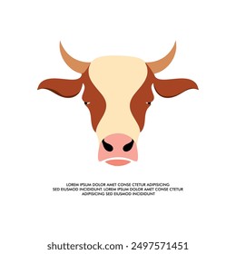 cow head face art silhouette illustration logo design template and cow vector logo and bull logo or Vector Bull and animal logo