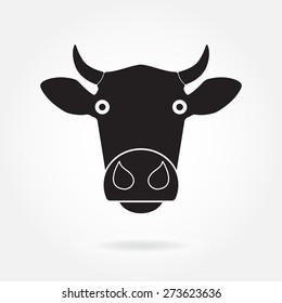 Cow head or face icon. Agriculture and farming concept. Vector illustration.