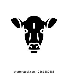 cow head farm glyph icon vector. cow head farm sign. isolated symbol illustration