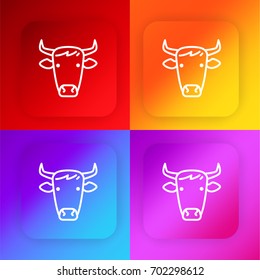 Cow Head four color gradient app icon set