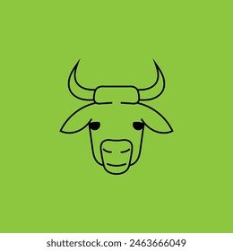 Cow Head From Front. Iconic Style. Vector