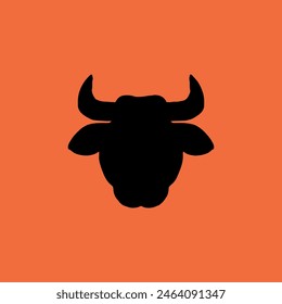 Cabeza De Vaca Desde El Frente. Estilo icónico. Vector