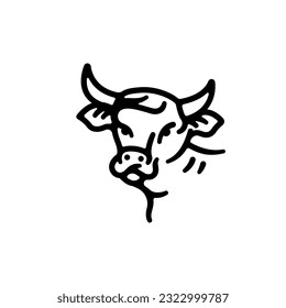 Cow Head Hand Draw Logo Design Vector Illustration