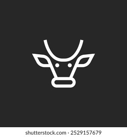 cow head with horn simple minimalist outline line art black and white modern, mammal milk