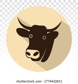 cow head with horns - flat colour icon for apps or website